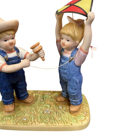 Home Interiors 2005 Denim Days Let's Fly a Kite Danny Debbie Porcelain Figurine - Picture 6 of 8